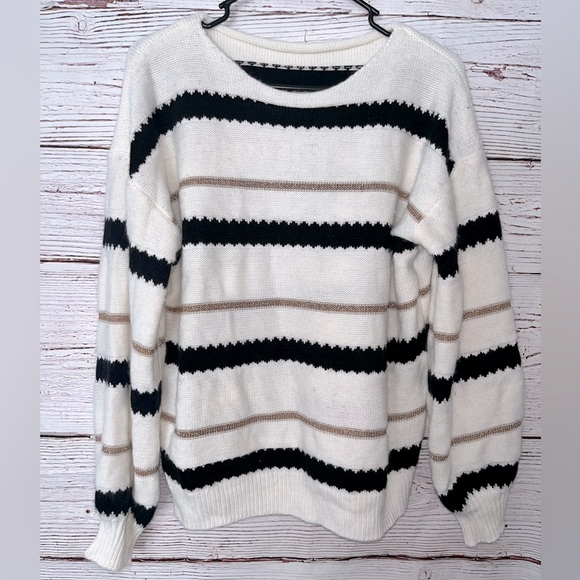 Sweaters - Women’s Striped Black and White Sweater